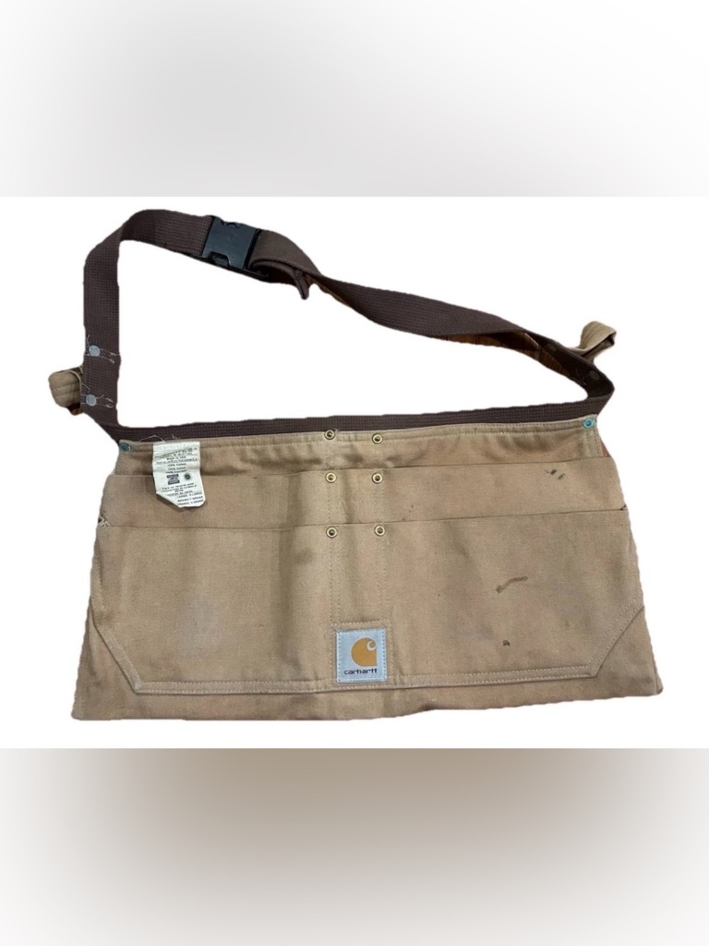 Vintage Carhartt A09 BRN Duck Canvas Tool Apron Waist Bag Made in USA Brown L/XL